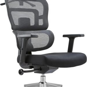 Cadeira de Escritório Ergonômica Duoffice Devon DU650, Encosto Alto Reclinável Ajustável em Tela, Apoio de Cabeça Ajustável, Base Cromada com Rodízios