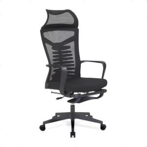 Cadeira de Escritório Ergonômica, Encosto Alto em Tela, Apoio para Braços, Ajustável, Preta