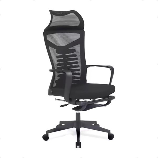 Cadeira de Escritório Ergonômica, Encosto Alto em Tela, Apoio para Braços, Ajustável, Preta
