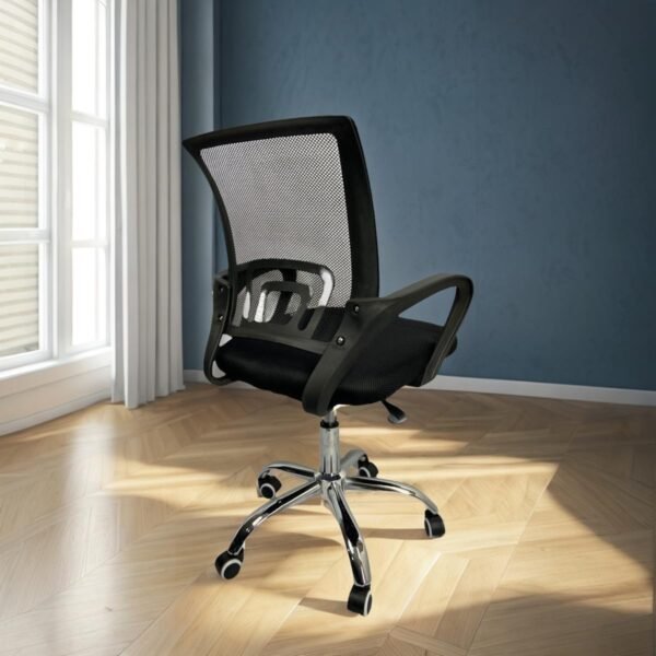 Cadeira de Escritório Ergonômica, Encosto em Tela Mesh, Base Cromada, Altura Ajustável 85-95cm, Preta 120kg