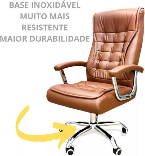 Cadeira de Escritório Ergonômica Presidente Executiva Big Boss Couro Sintético – Reclinável, Pillow Top, Espuma D28, Altura Ajustável, Giratória e Confortável - Imagem 2