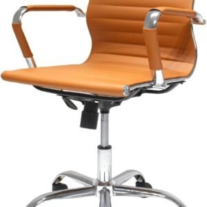 Cadeira de Escritório Ergonômica Simples Home Office Secretária Diretor Giratória Suporta até 120kg - Base Cromada Anti Risco Charles Eames Eiffel Caramelo