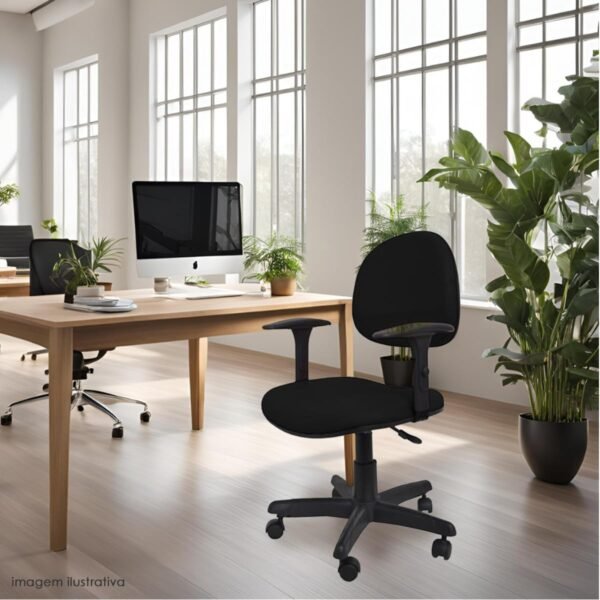 Cadeira de Escritório Home Office Estofada Ergonômica Executiva Sem Braço Courvin Azul Marinho Estrela Arcada Rodízio Nylon Escritex - Imagem 2
