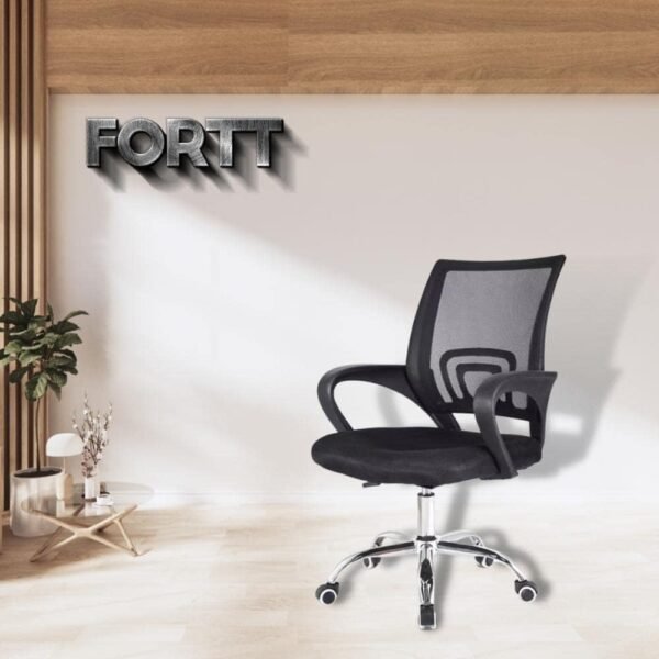 Cadeira de Escritório Secretária Base Preta com Rodinha Fortt Milão Preta - CSF07-P - Imagem 2