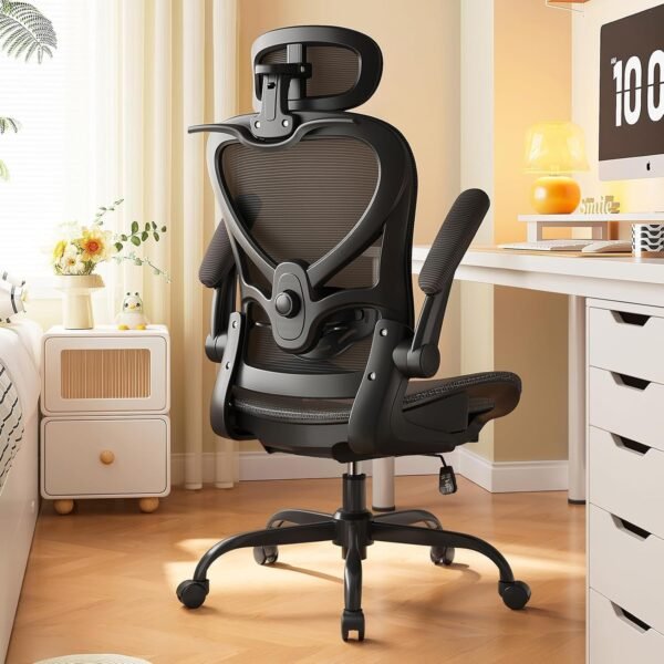 Cadeira de Escritório Secretária Presidente Ergonômica Giratória, Encosto Reclinável, Apoio Lombar e de Cabeça, Braços Ajustáveis, Mesh Respirável, Preta, Python Fly
