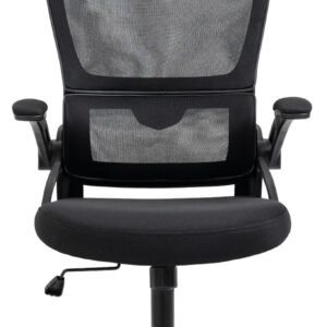 Cadeira para Escritório Presidente Giratória Ergonômica, Com Design Moderno, Estofado Confortável, Apoio Lombar Ajustável, Base Reforçada, Rodízios Silenciosos e Ajuste De Altura (Preto)