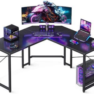 Casaottima Mesa de jogos em forma de L com suporte para monitor, mesa de canto para escritório em casa, mesa de computador, estação de trabalho de escrita resistente para espaços pequenos, 129,5 cm,