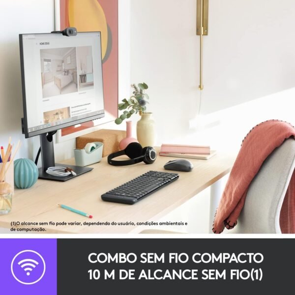 Combo Teclado e Mouse sem fio Logitech MK220 com Design Compacto, Conexão USB, Pilhas Inclusas e Layout ABNT2 - Imagem 2