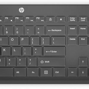 Combo de Teclado e Mouse Ergonômico Sem Fio HP 230 - com Dongle USB Wireless, Digitação Silenciosa, Design Elegante, Até 12 Meses de Bateria, Layout BR, Preto (18H24AA#AC4)