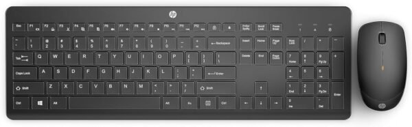 Combo de Teclado e Mouse Ergonômico Sem Fio HP 230 - com Dongle USB Wireless, Digitação Silenciosa, Design Elegante, Até 12 Meses de Bateria, Layout BR, Preto (18H24AA#AC4)
