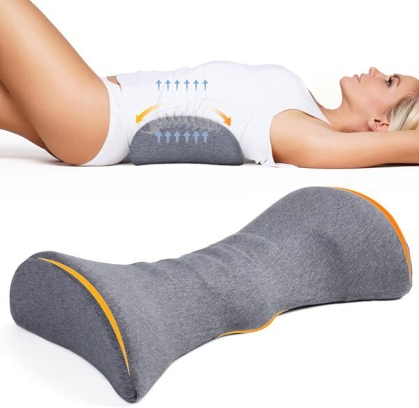 Cozyhealth Almofada de suporte lombar para dormir com espuma viscoelástica almofada de suporte lombar para alívio da dor lombar, suporte para as costas, suporte de cama, suporte de cintura (cinza