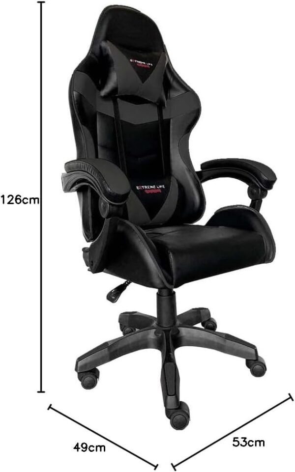 ELG, CH31BK, Cadeira Gamer Drakon c/Apoio Dorsal e Cervical, Encosto Reclinável, Apoio de Braços Articulado, Suporta até 140kg, Preto - Imagem 2