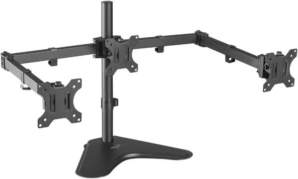ELG T1236N - Suporte Ergonômico de Mesa Giratório para 3 Monitores de 13'' a 27'' com Capacidade de 7kg em Cada Tela
