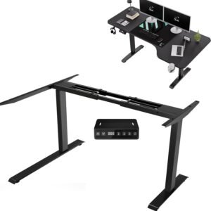 Em forma de L Mesa Eletrica Ajustavel, Estrutura para Mesa de pé Elétrica com Pernas de Mesa Ajustáveis em Altura Estrutura para Mesa de pé Sentada de até 119 cm