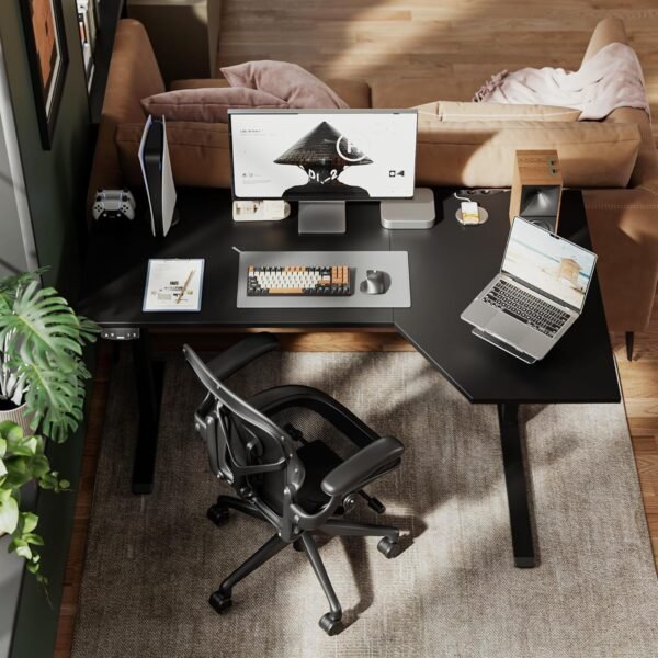 Em forma de L Mesa Eletrica Ajustavel, Estrutura para Mesa de pé Elétrica com Pernas de Mesa Ajustáveis em Altura Estrutura para Mesa de pé Sentada de até 119 cm - Imagem 2