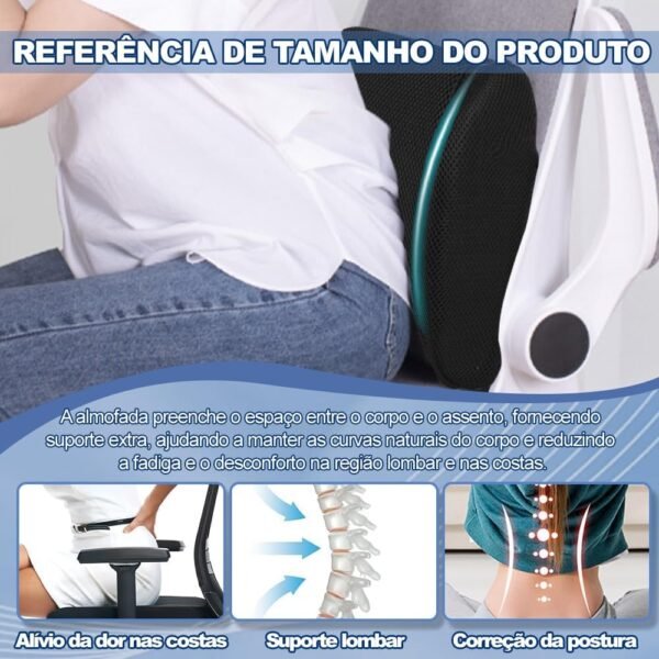 Encosto Lombar, Almofada Lombar, Apoio Lombar, Encosto Lombar para Cadeira, Apoio Lombar Ergonômico Corretor Postural Suporte Ortopédico Confortável, Apoio Lombar Cadeira Escritório - Imagem 2