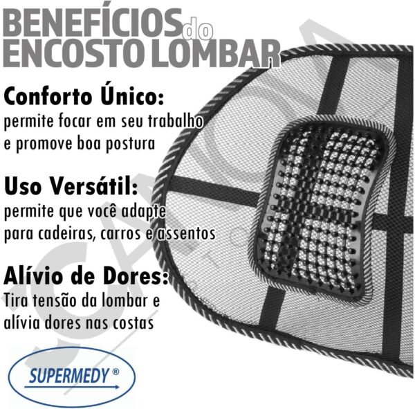 Encosto Lombar Supermedy Suporte Lombar Apoio Conforto Lombar Alívio da Dor nas Costas Postura Correta Apoio para a Coluna Suporte para Cadeira de Escritório Encosto para Cadeira JCanova Store - Imagem 2