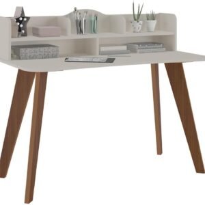 Escrivaninha com nichos SOFIA cor Off White/Cedro - Artely