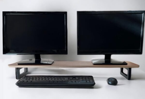 Genérico Mesa Stand Desk 85x22Cm Suporte Elevado para Monitor Pés Oval Freijó