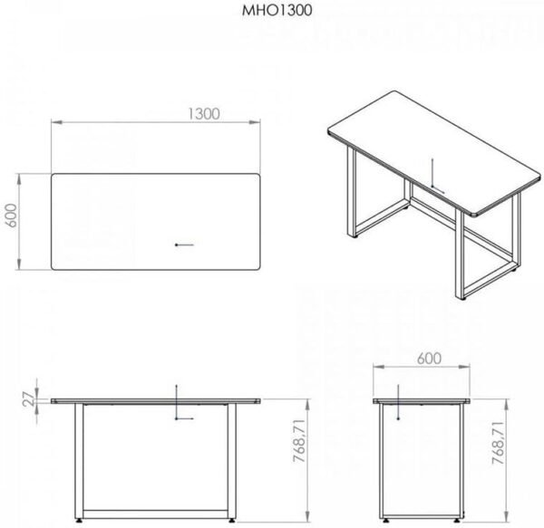 HAYONIK, Mesa Para Escritório Office Industrial, Carvalho Berlin, 130X60cm, MDF, Borda Dupla de 27mm, Peso Suportado 150Kg - MHO 1300 - Imagem 2