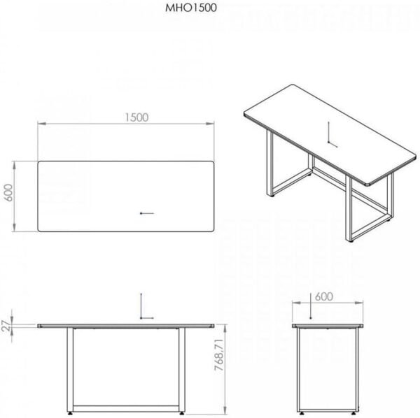 HAYONIK, Mesa Para Escritório e Home Office, 1,50 m, Estilo Industrial, Suporta até 150Kg, Amêndola Rústica - MHO 1500, - Imagem 2