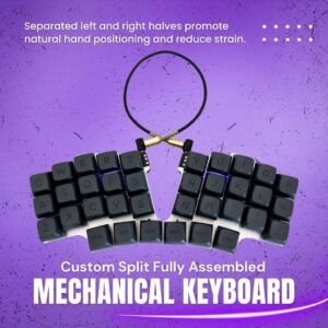 Hardtochooseone Teclado mecânico ergonômico dividido, alimentado por QMK, o teclado vem totalmente montado com suporte para switch MX, layout de 36 teclas, conectividade USB-C, 28 teclas extras e