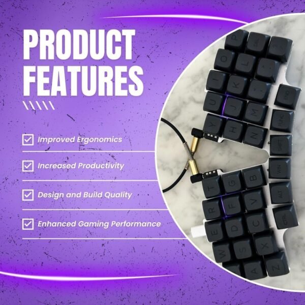 Hardtochooseone Teclado mecânico ergonômico dividido, alimentado por QMK, o teclado vem totalmente montado com suporte para switch MX, layout de 36 teclas, conectividade USB-C, 28 teclas extras e - Imagem 2