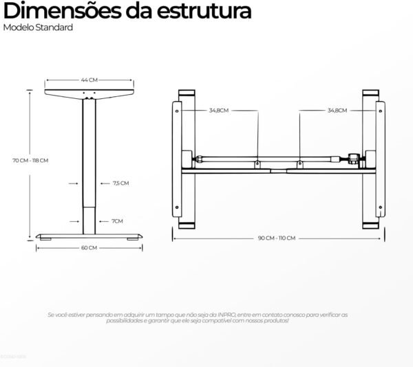 INPRO, Pacote da Mesa com Regulagem de Altura Standard + Tampo - Imagem 2
