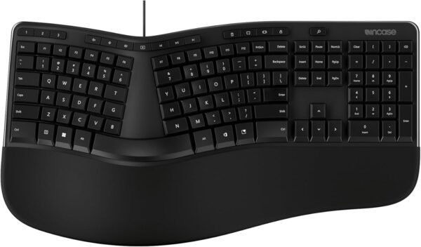 Incase Teclado ergonômico – projetado pela Microsoft – design ergonômico refinado, teclas de atalho integradas, descanso de palma em camadas para suporte elevado de pulso, teclado numérico integrado