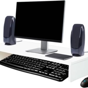 Instalojas Base Para Monitor MDF Branco 10x60x22cm Suporte Para Tela