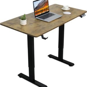 Juyancao Mesa de pé elétrica, mesa de pé de altura ajustável, mesa de escritório em casa (rústico, 122 cm)