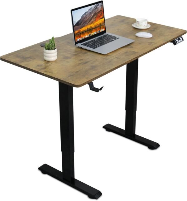 Juyancao Mesa de pé elétrica, mesa de pé de altura ajustável, mesa de escritório em casa (rústico, 122 cm)