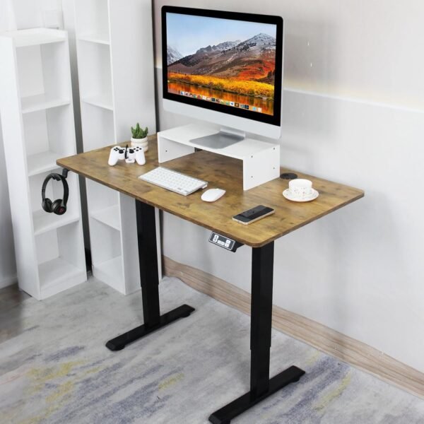 Juyancao Mesa de pé elétrica, mesa de pé de altura ajustável, mesa de escritório em casa (rústico, 122 cm) - Imagem 2