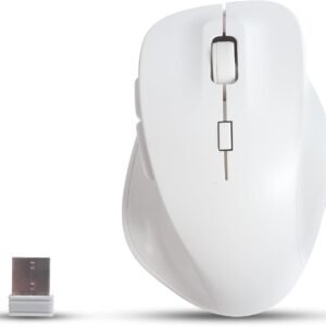 KUYHRF Mouse sem fio, mouse óptico ergonômico de 2,4 G, 5 botões, DPI ajustável, mouse de computador USB para laptop, PC, computador, Chromebook, notebook (branco)