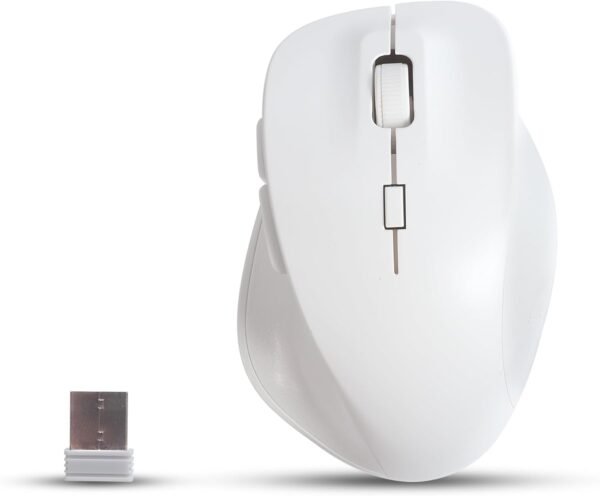 KUYHRF Mouse sem fio, mouse óptico ergonômico de 2,4 G, 5 botões, DPI ajustável, mouse de computador USB para laptop, PC, computador, Chromebook, notebook (branco)