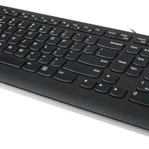 Lenovo Teclado USB 300, com fio, inclinação ajustável, ergonômico, Windows 7/8/10, GX30M39655, preto