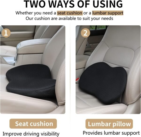 Livtribe Almofada de assento de carro – almofada de espuma viscoelástica para assento de carro – alívio da dor na parte inferior das costas – Almofadas de assento de carro para dirigir - Imagem 2