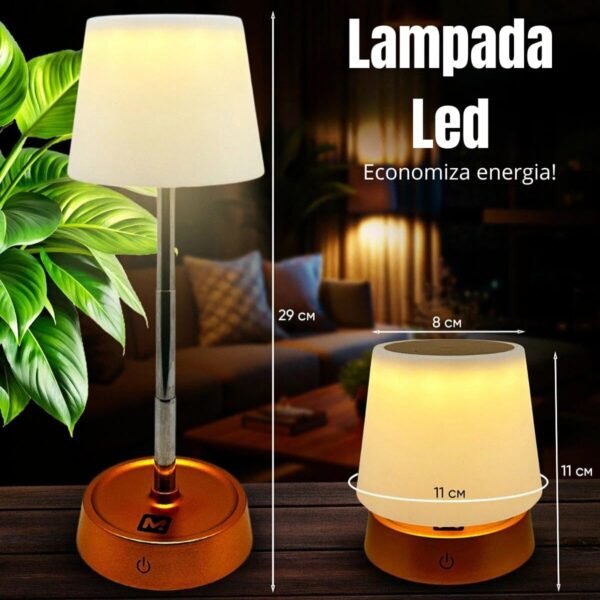 Luminária Abajur de Mesa LED Ajustável com Carregamento USB – Iluminação Inteligente e Funcional para Seu Espaço - Imagem 2