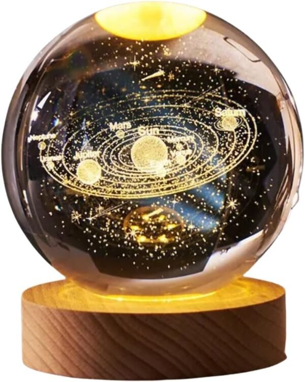 Luminária De Mesa Led Bola De Cristal Lua Astronauta São Jorge Arvore da Sabedoria Nossa Sra Aparecida Decoração (Sistema Solar, Grande)