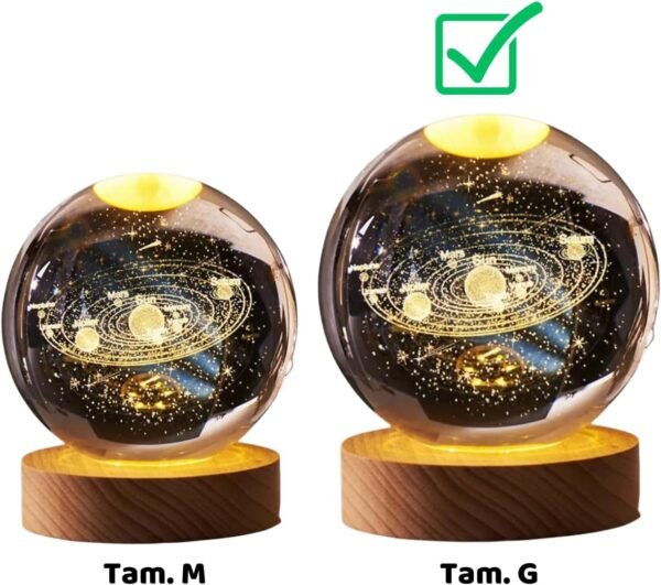 Luminária De Mesa Led Bola De Cristal Lua Astronauta São Jorge Arvore da Sabedoria Nossa Sra Aparecida Decoração (Sistema Solar, Grande) - Imagem 2