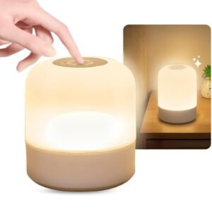 Luminária de Mesa Abajur de Cabeçeira com 3 Modos de Iluminação 360° LED Botão Touch Sem Fio Recarregável Para Criado Mudo, Estudos, Trabalho, Quarto, Escritório, Sala, Decoração e Leitura