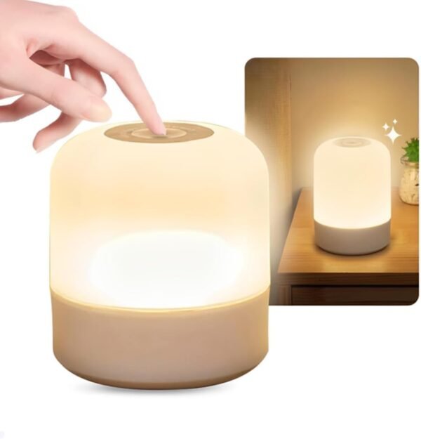 Luminária de Mesa Abajur de Cabeçeira com 3 Modos de Iluminação 360° LED Botão Touch Sem Fio Recarregável Para Criado Mudo, Estudos, Trabalho, Quarto, Escritório, Sala, Decoração e Leitura