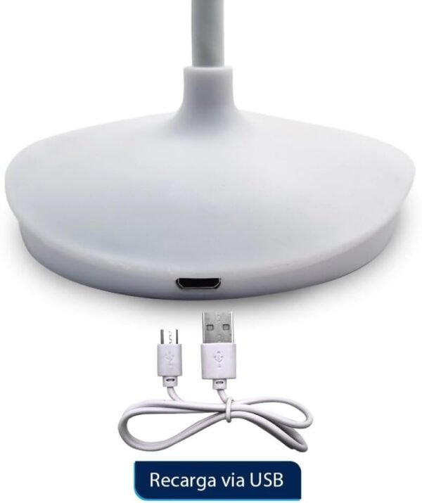 Luminária de Mesa Flexível Abajur Touch sem fio 3 níveis de Luz Design moderno Branca Equipado com 14 leds Dobrável Durável Resistente Recarregável Ajuste de 360 Graus Articulável USB - Imagem 2