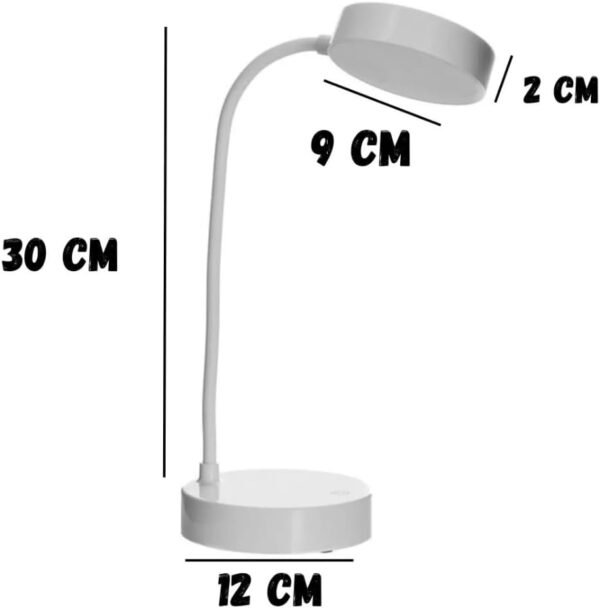 Luminária de Mesa LED Flexível Recarregável Sem Fio Cabo USB Para Carregamento e 3 Níveis de Luminosidade Botão Touch Estudo Leitura Trabalho Premium - Imagem 2
