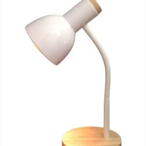 Luminária de Mesa Retrô com Braço Articulado, Bivolts, Base de Madeira, Em Aço Inox Luz LED, Resistente, Para Leitura, Mesa, Cabeceira, Estudar, 110/220V, Lampada Relaxante (Branco)