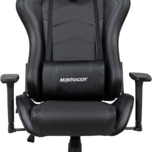 MAX RACER - Cadeira Gamer Tactical - Poltronas Gamer, Cadeira Ergonômica para Jogos - Até150kg, Braços 3D, Giratória, Tecido Sintético P.U, Inclinação 180°, Almofada Cervical e Lombar - Preta