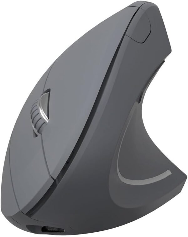 MOUSE SEM FIO RECARREGAVEL 2.4 GHZ VERTICAL ERGONOMICO ORTOPEDICO POWER FIT 1600 DPI CINZA USB - PM300 - Imagem 2