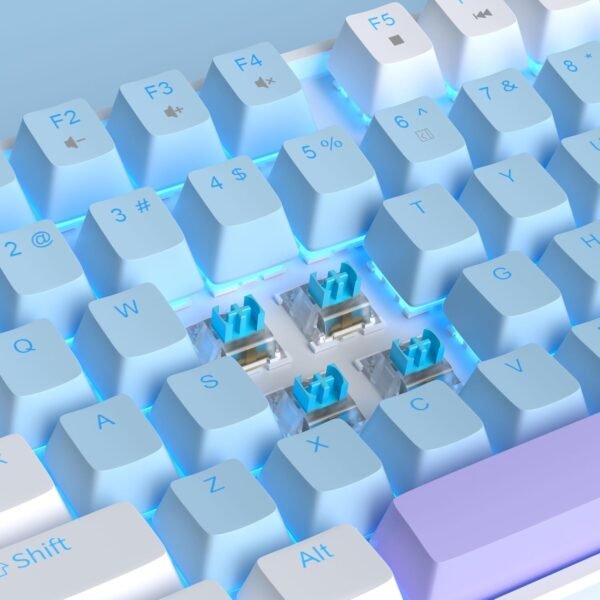 MageGee 75% Teclado mecânico para jogos com interruptor azul, teclado retroiluminado azul LED, teclado compacto TKL de 87 teclas para computador Windows Laptop PC Gamer - Azul/Branco - Imagem 2