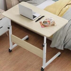 Mesa De Madeira Com Rodinha Altura Ajustável Trabalho Estudo (amarelo)