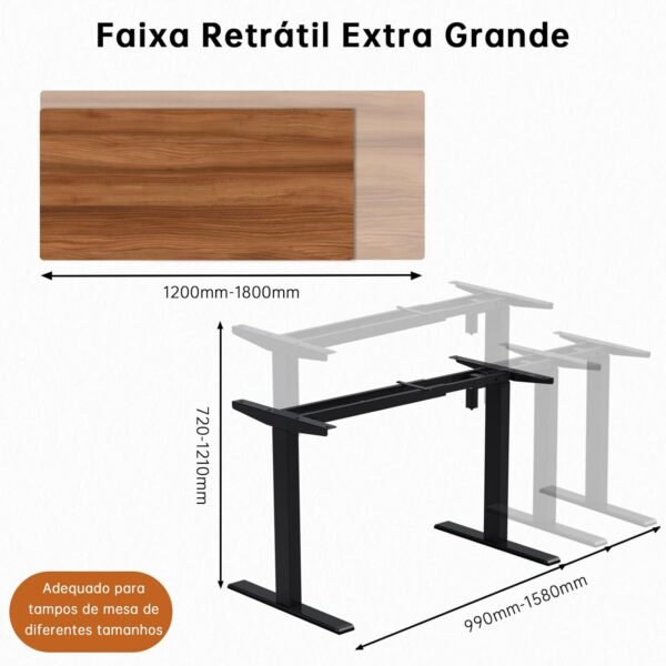 Mesa Eletrica Ajustavel, Estrutura de Mesa Elétrica em pé Mesa Gamer,Bivolt Estrutura de para Sentar e Levantar Até 1,2M - Imagem 2